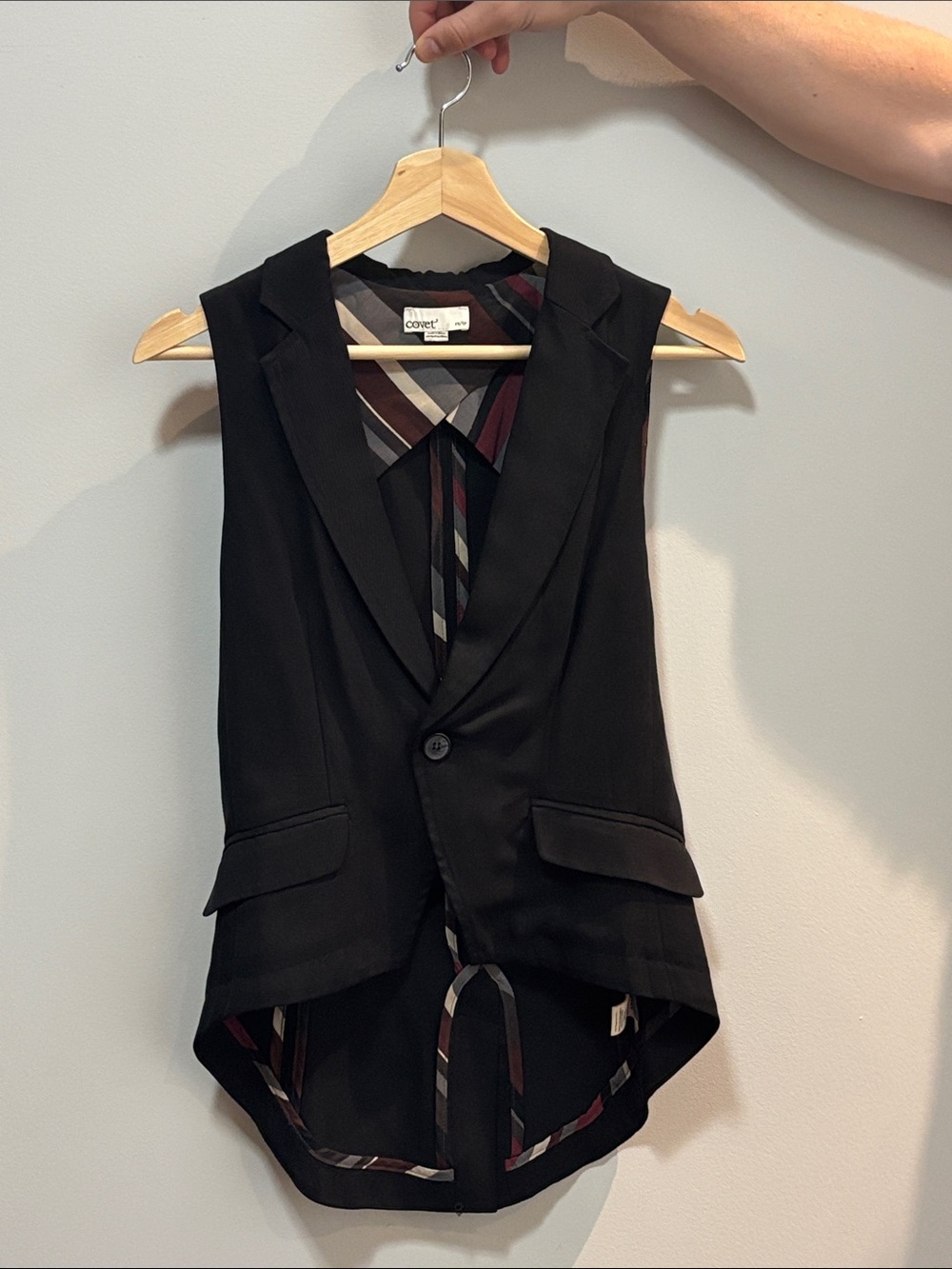 Covet Black Sleeveless Tailcoat Vest
